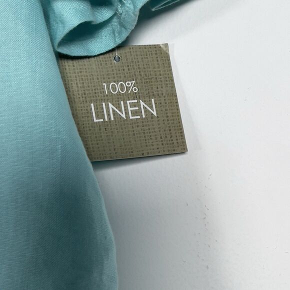 For Cynthia 100% Linen Top Womens Sz XL Turquoise Flutter Short Sleeves - Picture 5 of 10